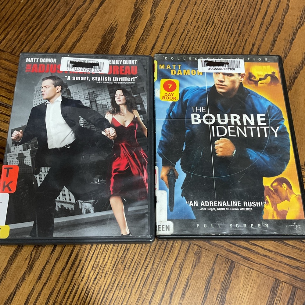 Action Movie DVDs: Adjustment Bureau & Bourne Identity Matt Damon & Emily Blunt